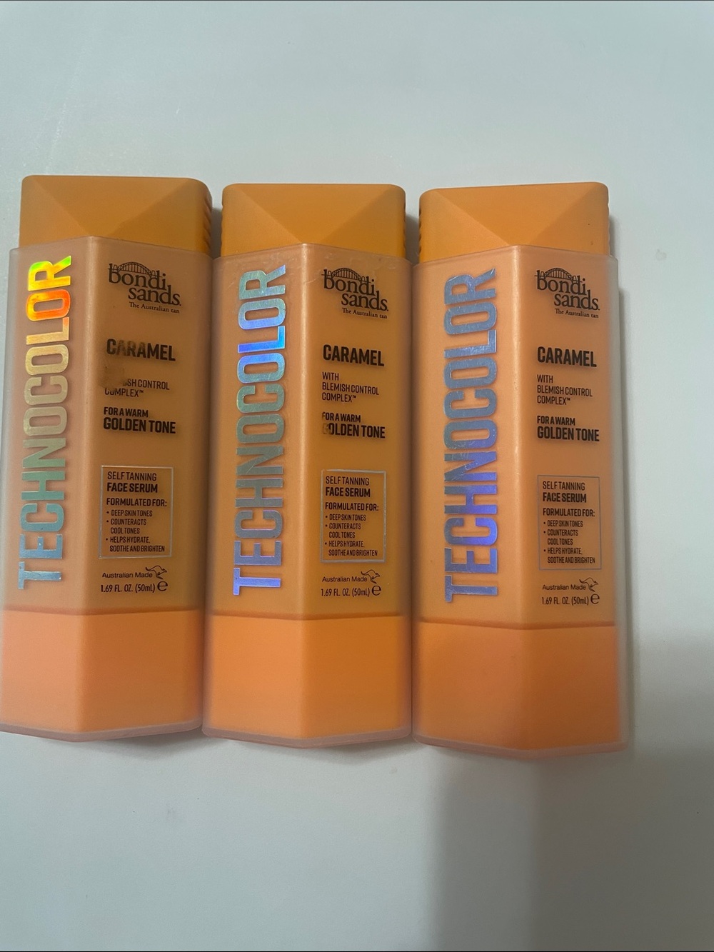Bondi Sands Technocolor Caramel Self-Tanning Face Serum - Orange NEW 3 pack